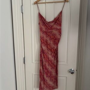 Diane Von Furstenberg Red Snake Print Backless Slip Dress